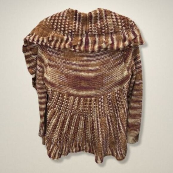 Ya Los Angeles Cardigan Cowl Collar Hi-Low Hem‎ Crocheted Knit Multicolor W M/L - Picture 2 of 7